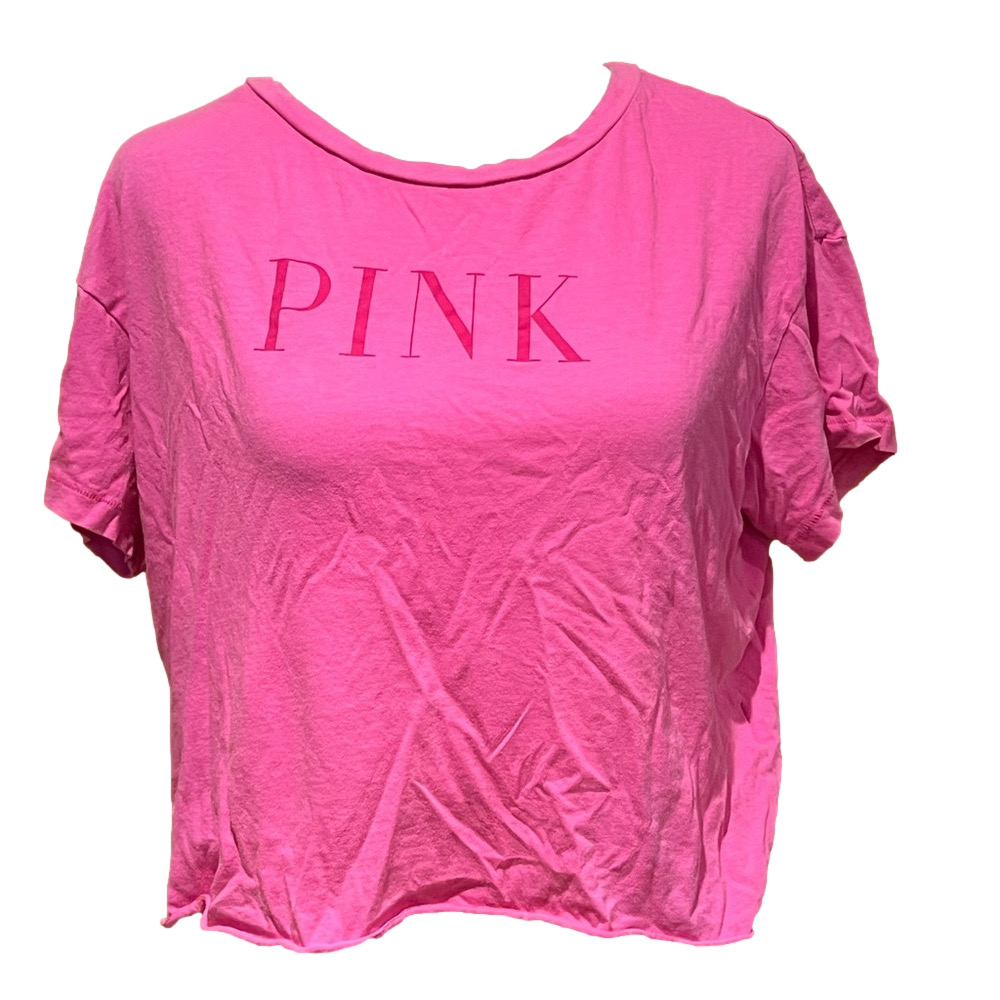 PINK Victoria's Secret Hot Pink Cropped T Shirt XS